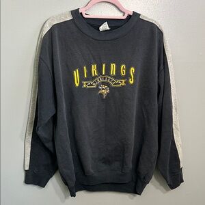 True Fan vintage Minnesota Vikings Crewneck Sweater - Black and Gray